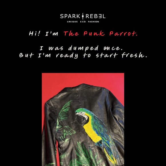 Upcycled Vintage Leather Jacket by Mario Oliva – Hand-Painted, Size XS - Picture 9 of 12